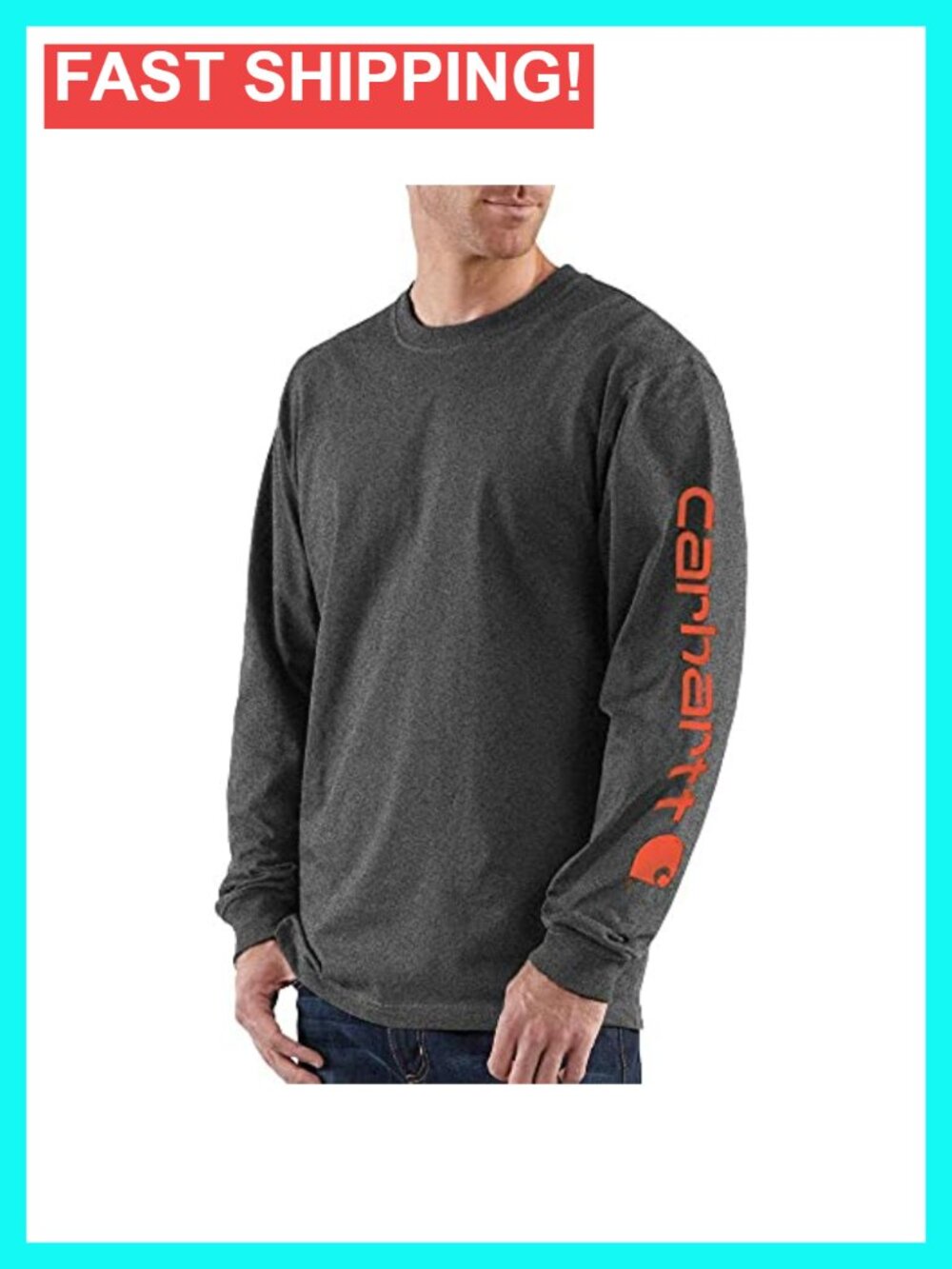 Long Sleeve T-Shirt, 100% Cotton, Crew Neck, Moisture Wicking